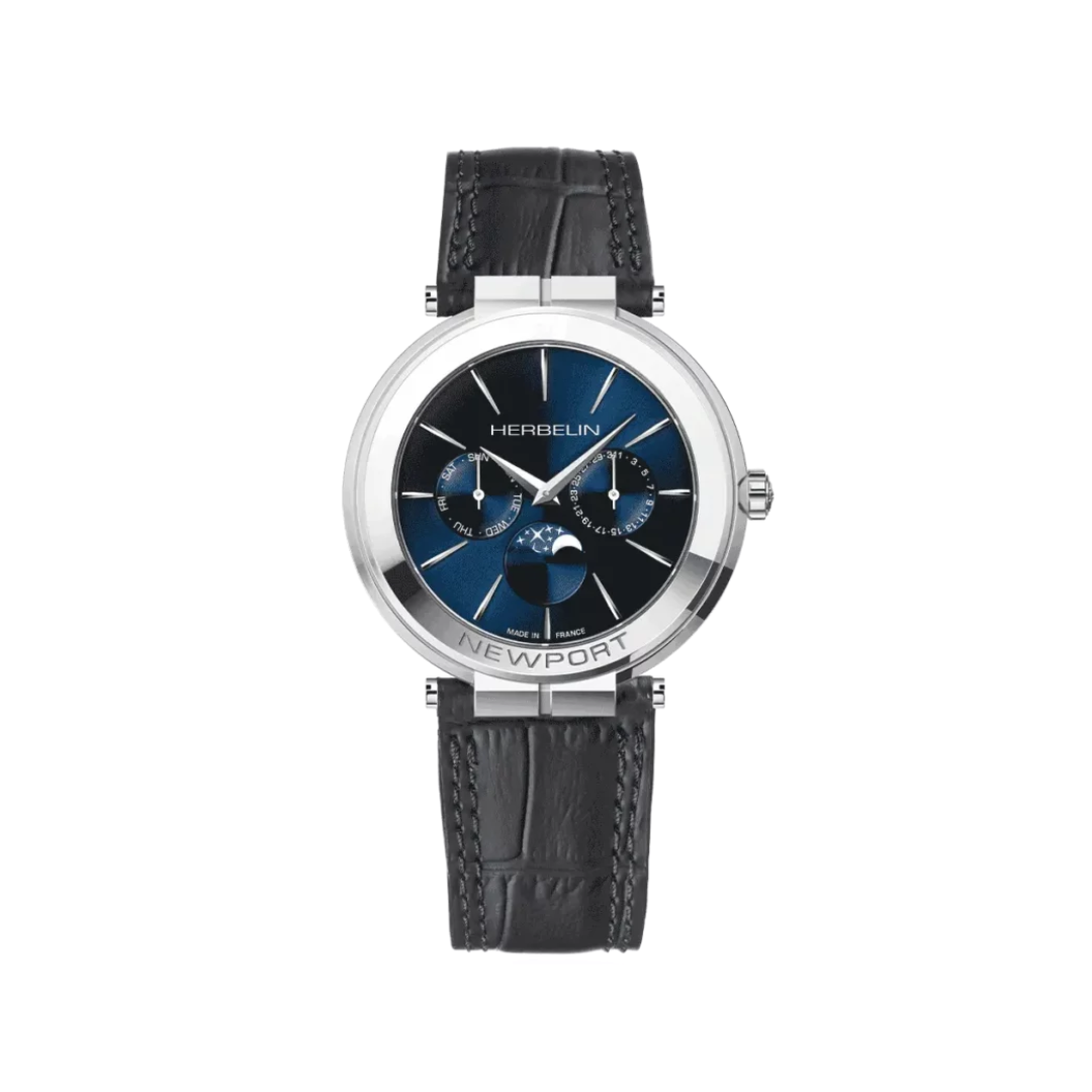 Herbelin Newport Slim Phases de Lune Cuir Bleu