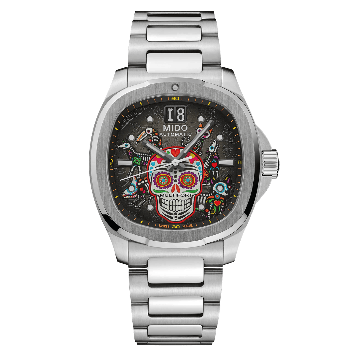 Mido Multifort TV Big Date Alebrijes — bracelet acier