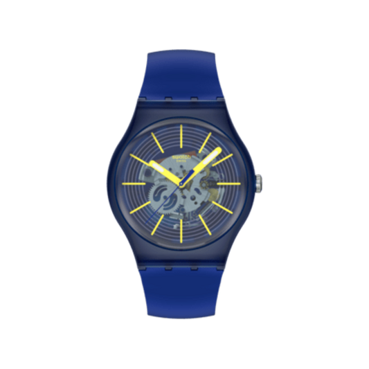 Swatch Revealed in the Depths SO29I100 sur fond blanc