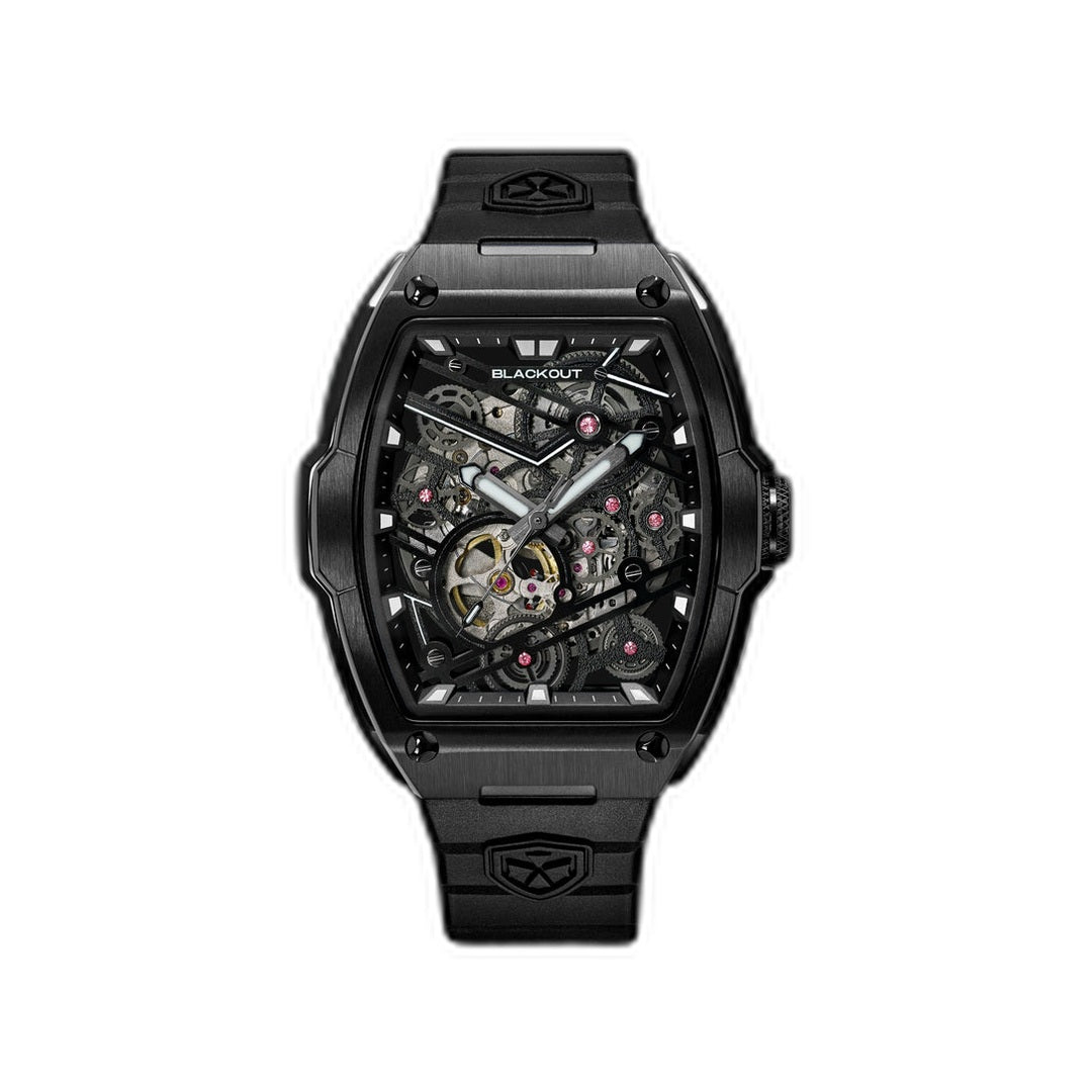 Blackout Watches FL-One Black sur fond blanc