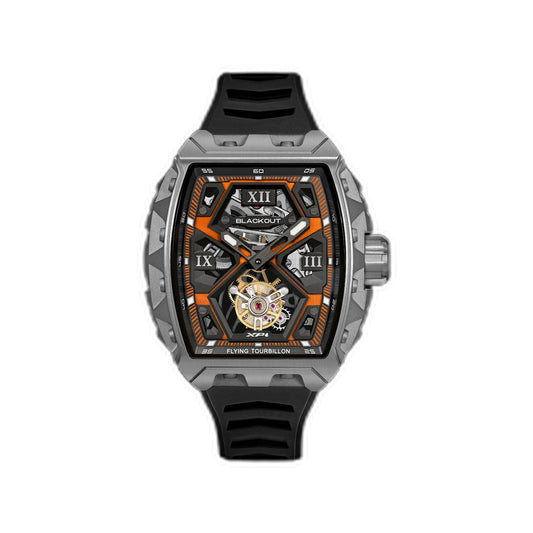 Blackout Watches XP1 Tourbillon Ti Orange sur fond blanc