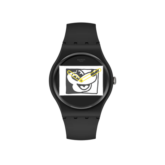 Swatch Mickey Blanc Sur Noir Keith Haring